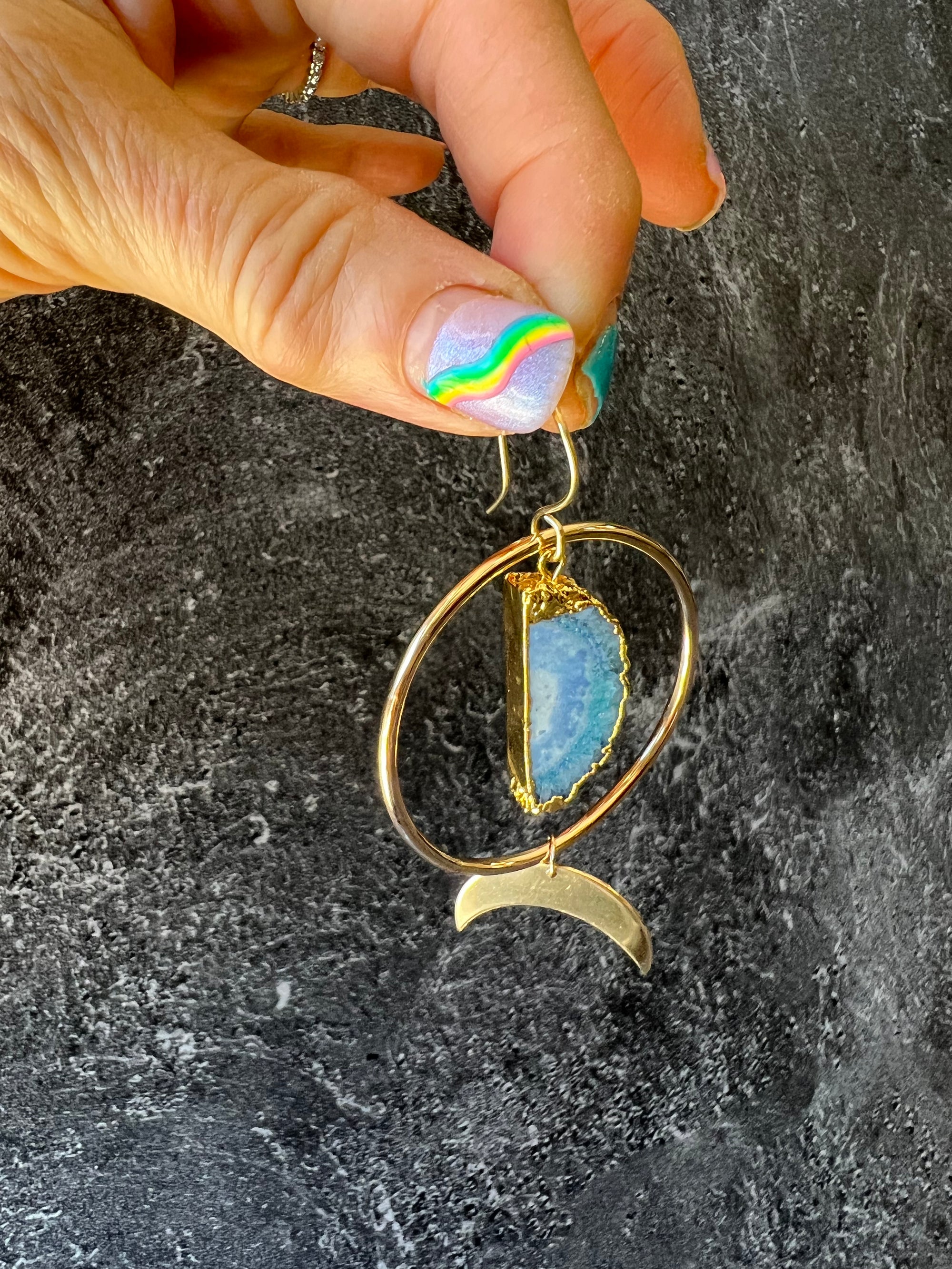 Gold dipped agate earrings