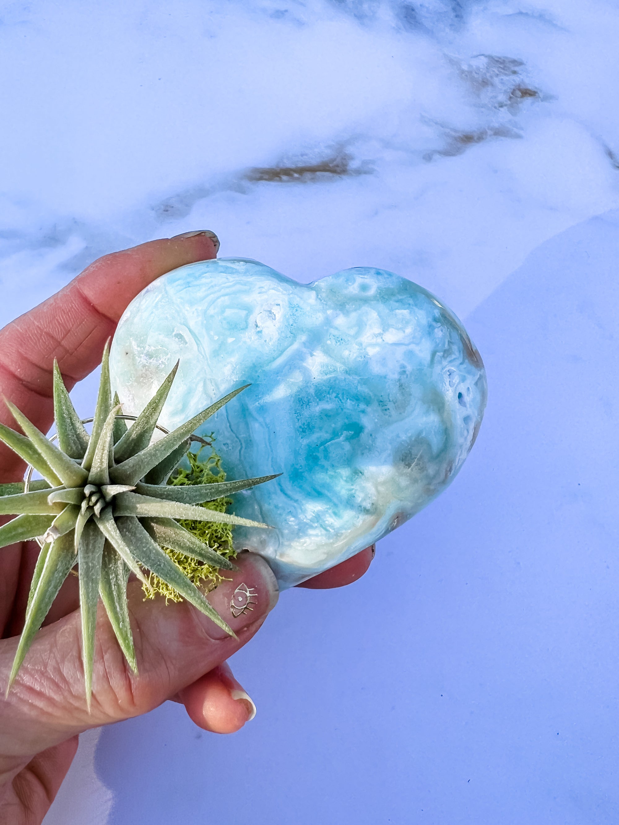 Blue Aragonite Heart small