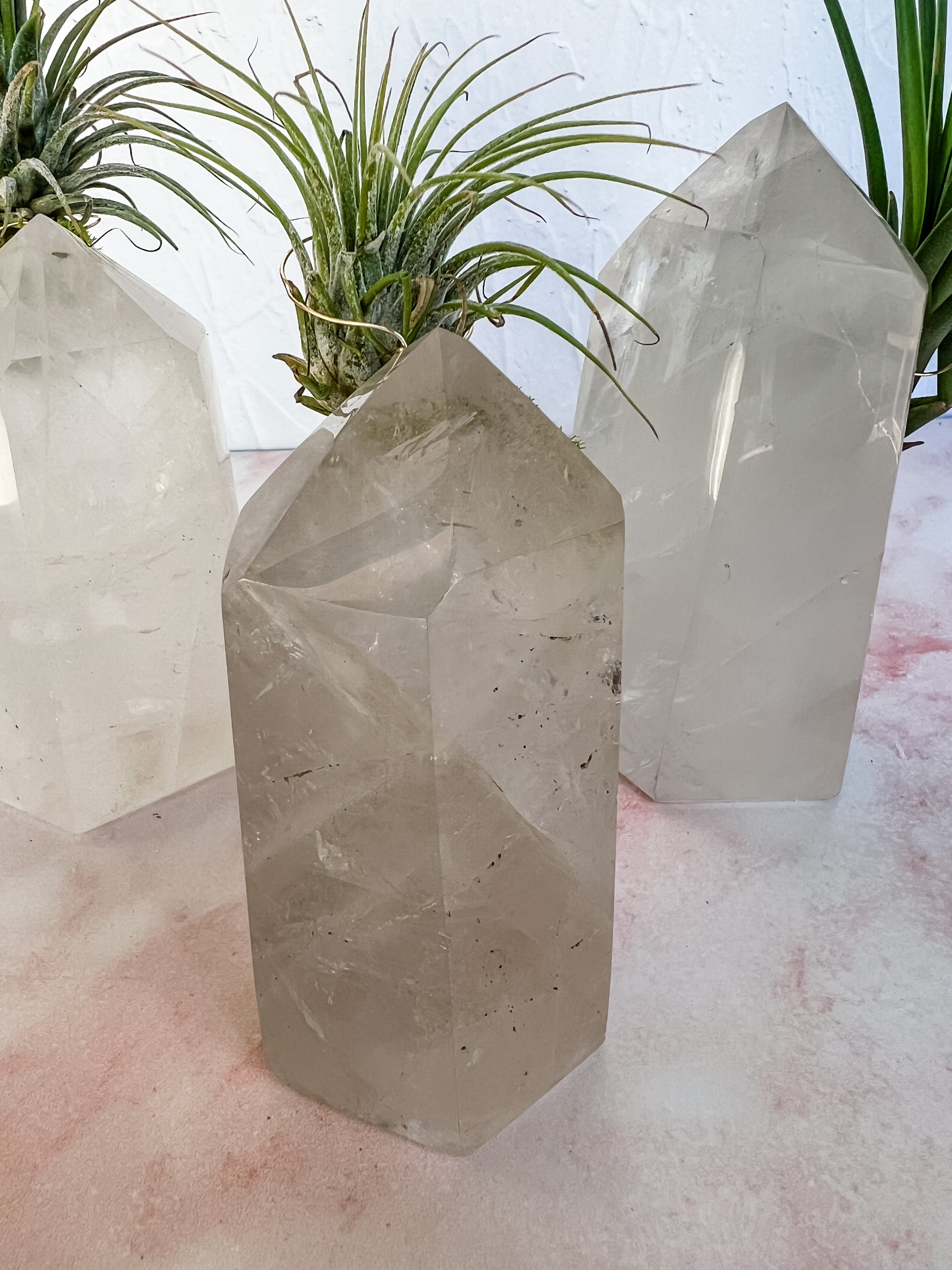 Crystal Quartz Towers + air plant