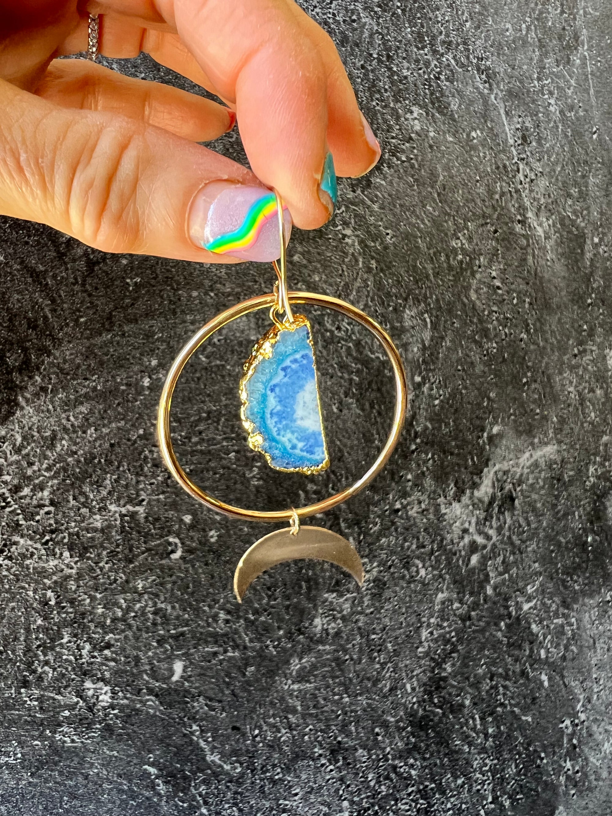 Gold dipped agate earrings