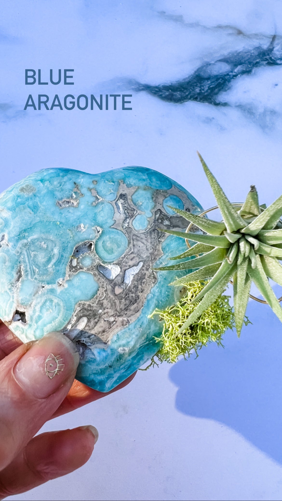 Blue Aragonite Heart