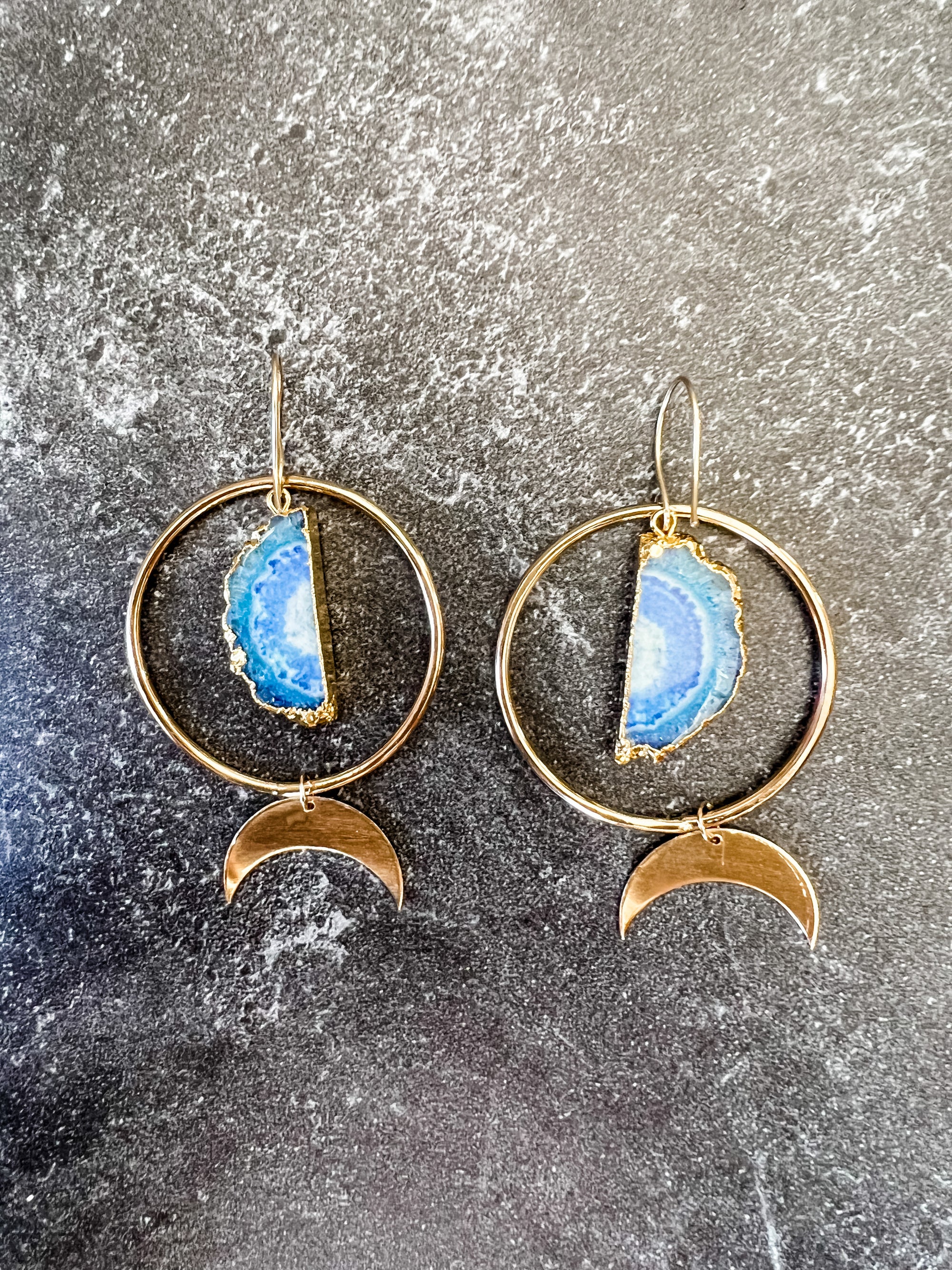Gold dipped agate earrings