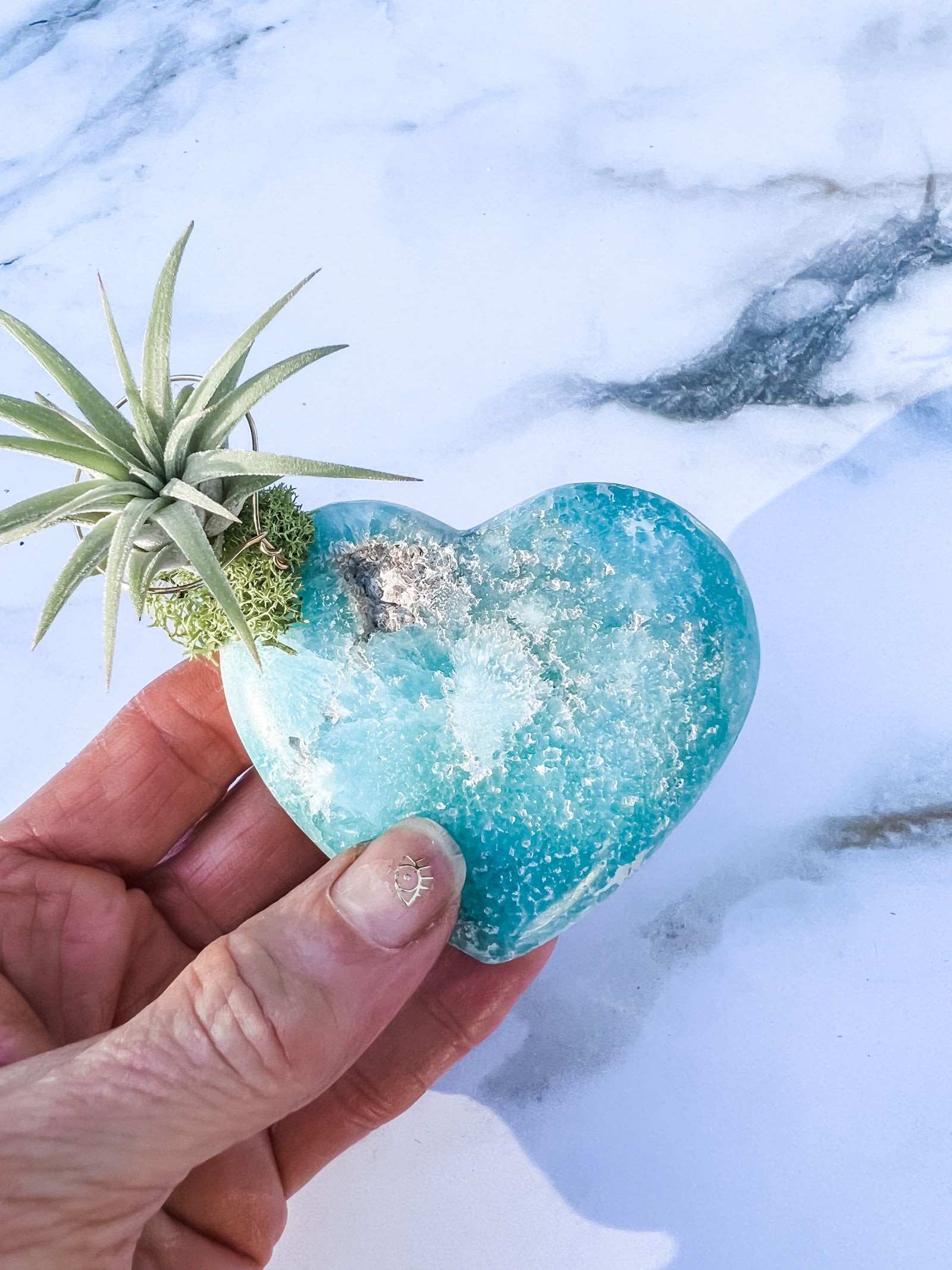 Blue Aragonite Heart