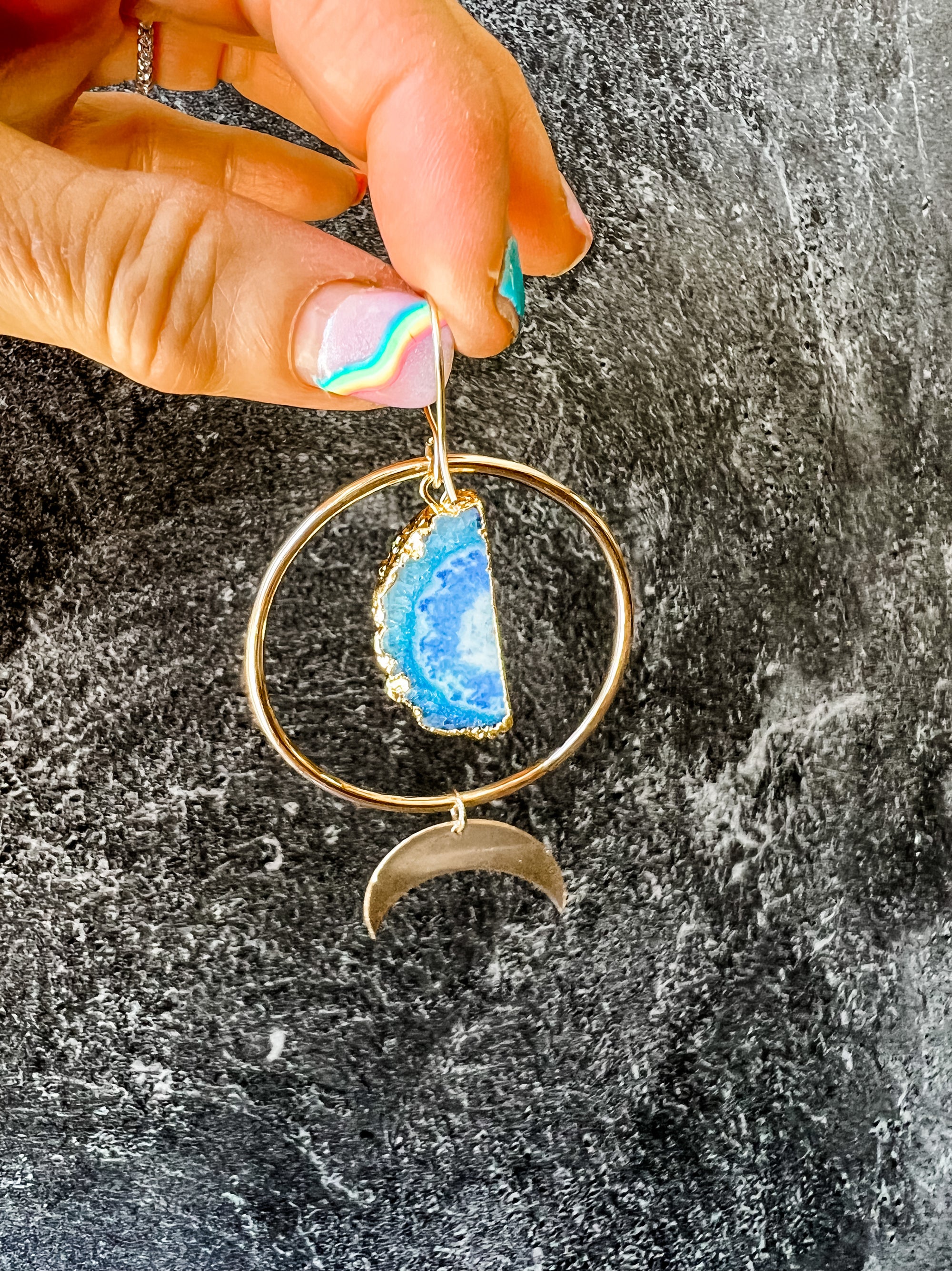 Gold dipped agate earrings